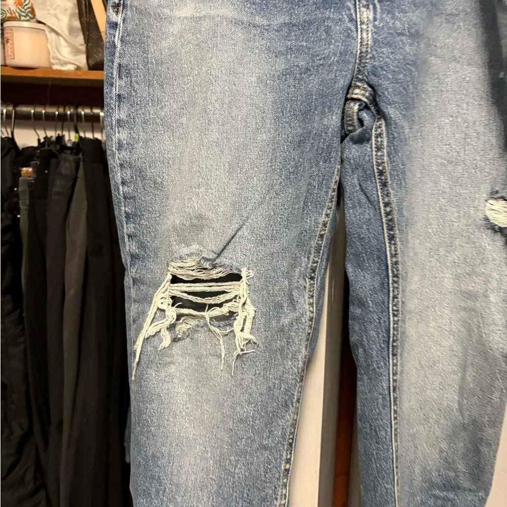 Maurices Light Blue Distressed Boyfriend Jeans with Studded Detail - Picture 2 of 6